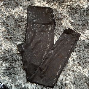 Subtle metallic snake print leggings